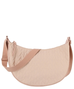 Leaf Quilted Hobo Crossbody Bag LM0346 NUDE